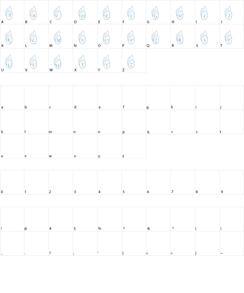 Jenna's Shells Font Character